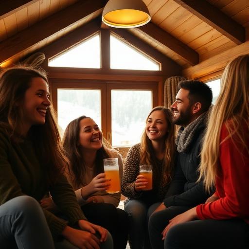 Groupe d'amis en séjour